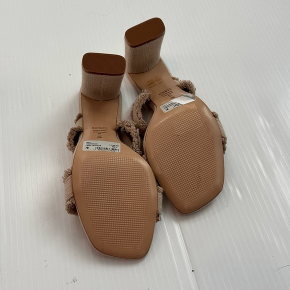 🆕 SCHUTZ Amely Beige Frayed Strap Heels NWT size 7 - Picture 8 of 16